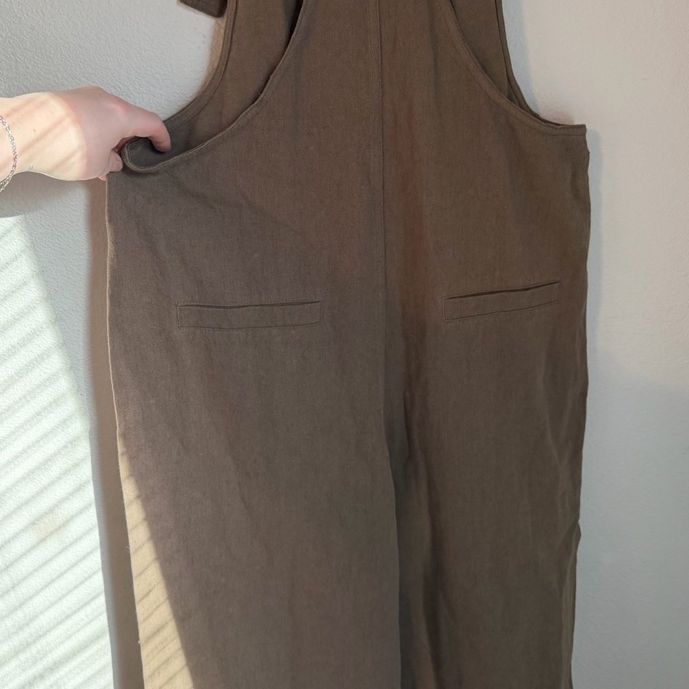 Women’s MIOU MUSE Cecilia Jumper Wide Leg Jumpsuit Overalls Coffee Small Cozy - Picture 7 of 12